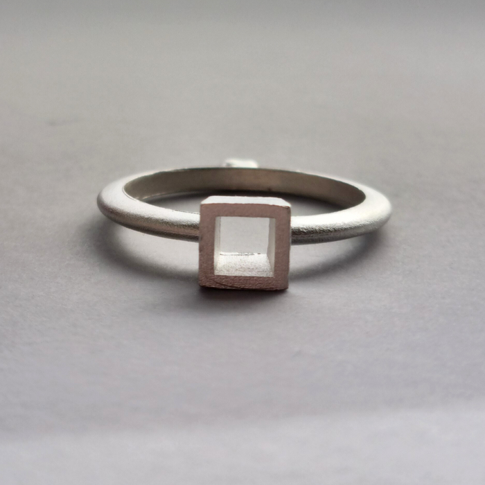 5mm Princess/Square Silver Sterling Collet Ring Casting