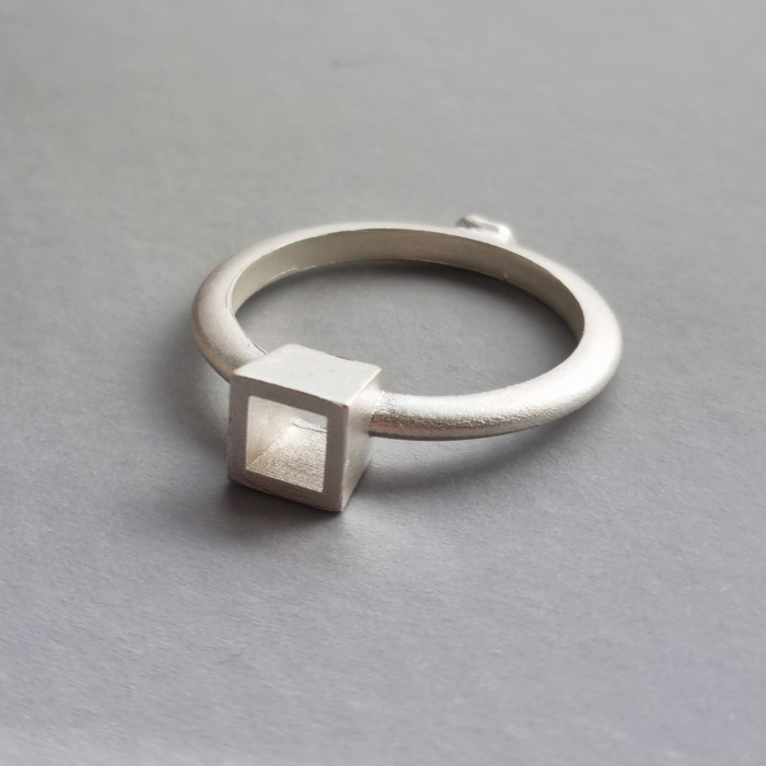 5mm Princess/Square Silver Sterling Collet Ring Casting